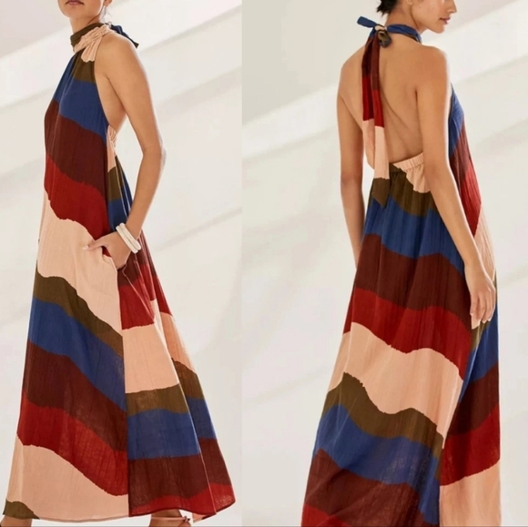 Anthropologie Dresses & Skirts - Anthropologie The Odells Peach and Blue Mixed-Stripe Top